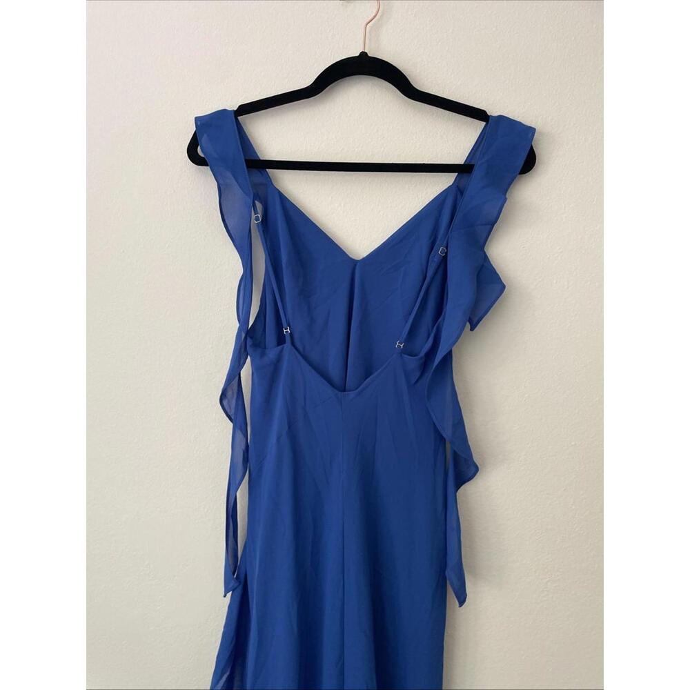 Revolve Amanda Uprichard Cantara Gown Cobalt blue ruffle design S New $277 msrp - Picture 7 of 9